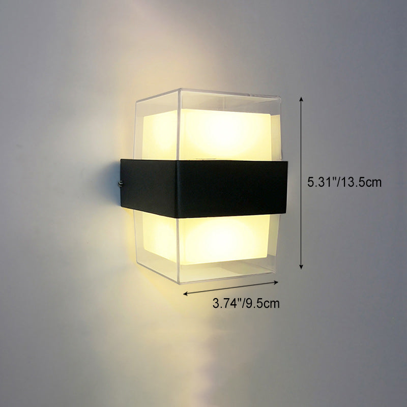 Modern Simplicity Cube Cylinder Waterproof Aluminum Acrylic LED Wall Sconce Lamp For Hallways