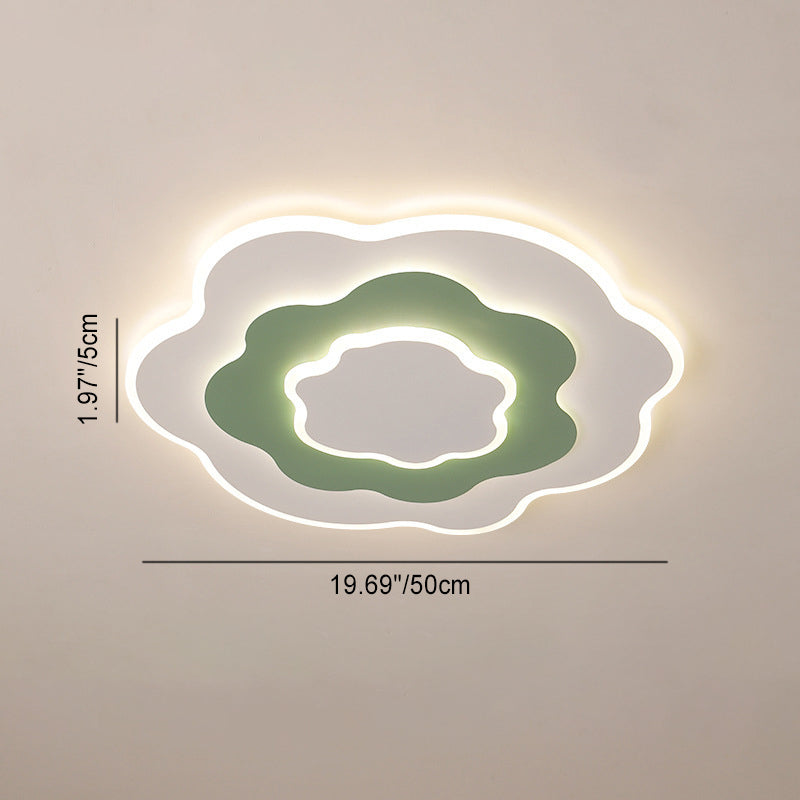 Contemporary Creative Flowers Iron Aluminum Acrylic LED Flush Mount Ceiling Light For Bedroom