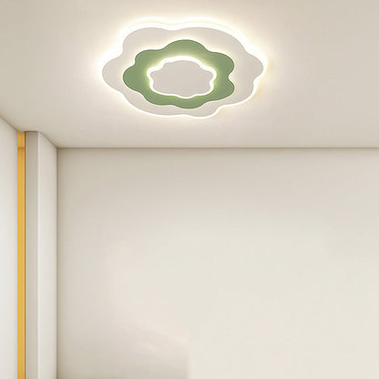 Contemporary Creative Flowers Iron Aluminum Acrylic LED Flush Mount Ceiling Light For Bedroom