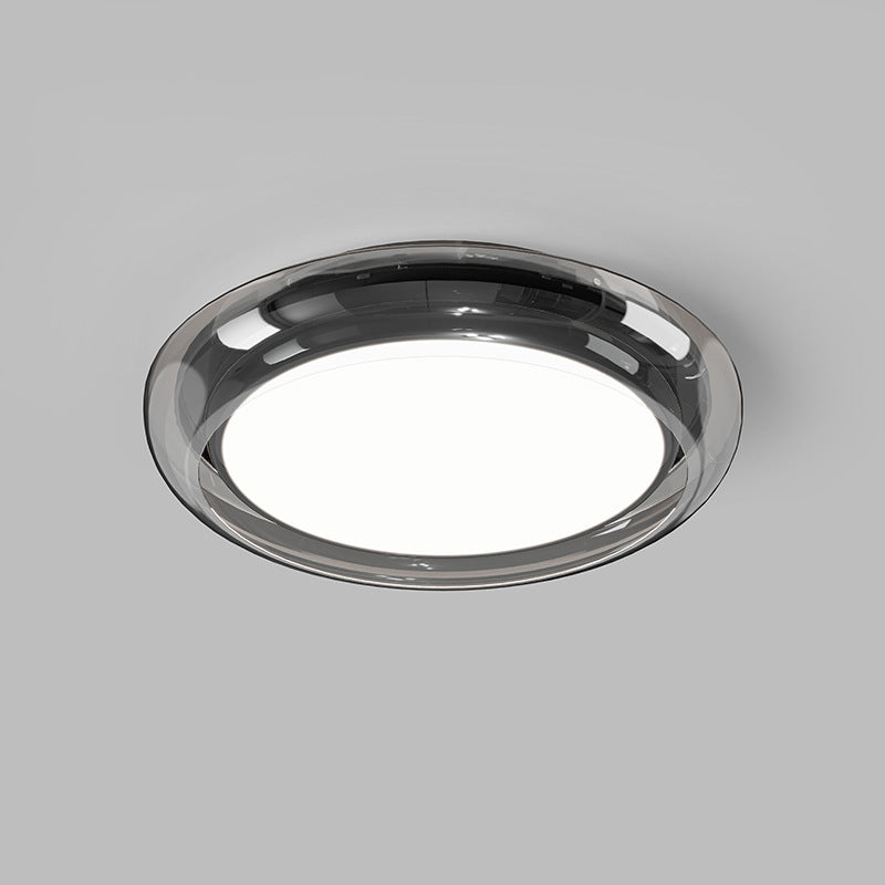 Contemporary Nordic Round Transparent Hardware Acrylic LED Flush Mount Ceiling Light For Bedroom