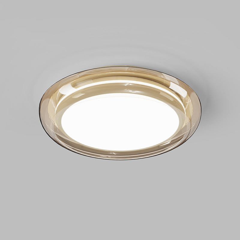 Contemporary Nordic Round Transparent Hardware Acrylic LED Flush Mount Ceiling Light For Bedroom