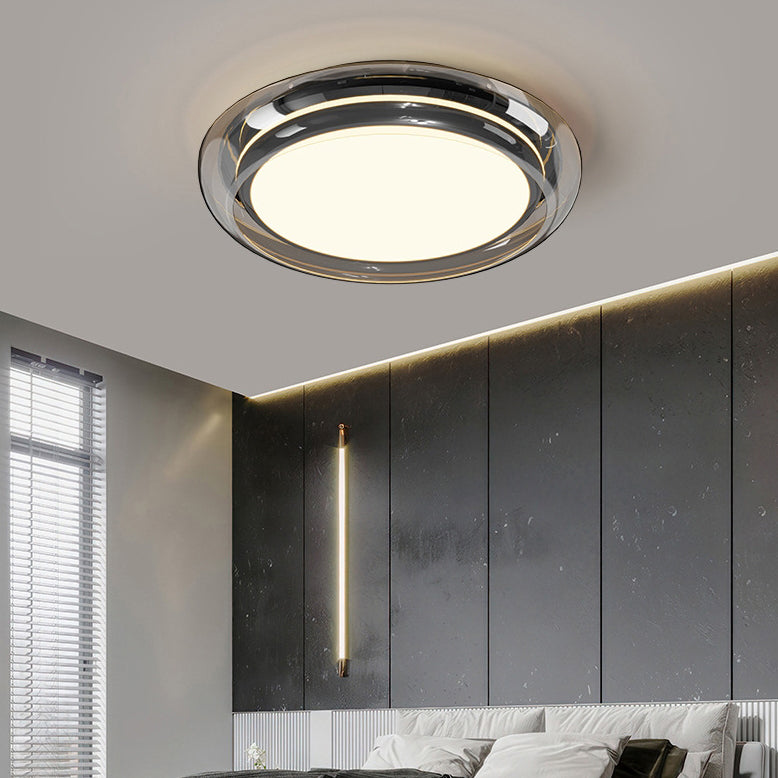 Contemporary Nordic Round Transparent Hardware Acrylic LED Flush Mount Ceiling Light For Bedroom