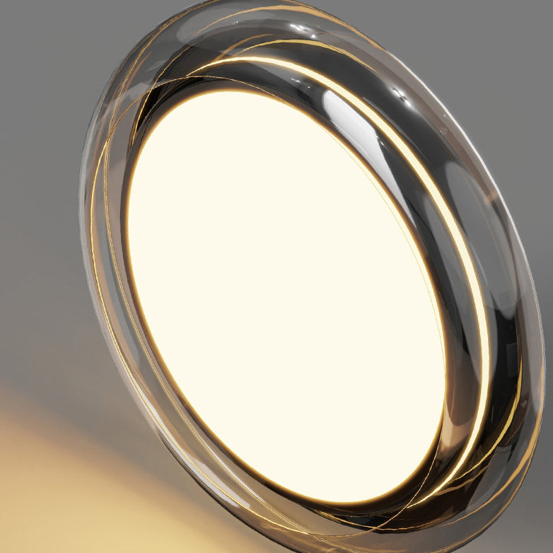 Contemporary Nordic Round Transparent Hardware Acrylic LED Flush Mount Ceiling Light For Bedroom