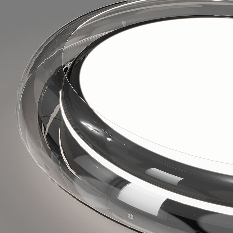 Contemporary Nordic Round Transparent Hardware Acrylic LED Flush Mount Ceiling Light For Bedroom