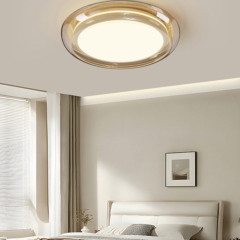 Contemporary Nordic Round Transparent Hardware Acrylic LED Flush Mount Ceiling Light For Bedroom