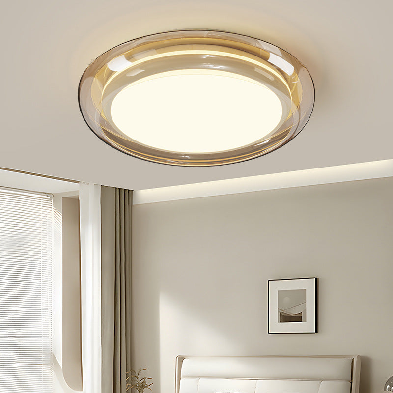 Contemporary Nordic Round Transparent Hardware Acrylic LED Flush Mount Ceiling Light For Bedroom