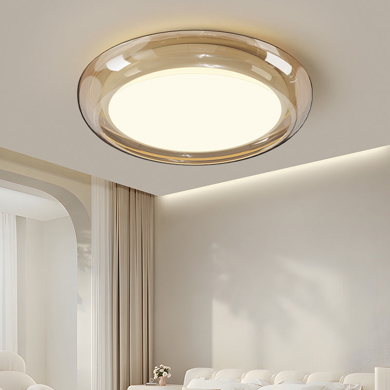 Contemporary Nordic Round Transparent Hardware Acrylic LED Flush Mount Ceiling Light For Bedroom