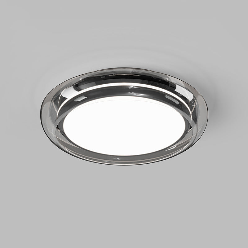 Contemporary Nordic Round Transparent Hardware Acrylic LED Flush Mount Ceiling Light For Bedroom