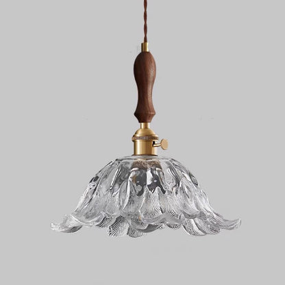 Contemporary Retro Flower Transparent Copper Glass 1 - Light Pendant Light For Dining Room