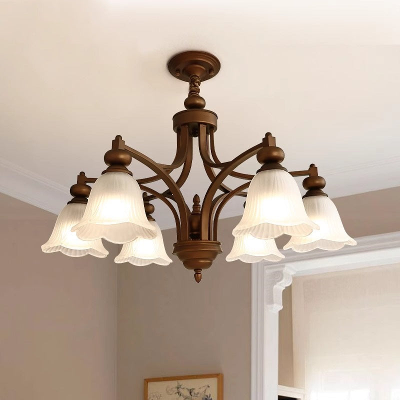 Traditional French Flowers Glass Iron 3/6/8/10 - Light Chandelier For Living Room