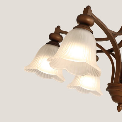 Traditional French Flowers Glass Iron 3/6/8/10 - Light Chandelier For Living Room