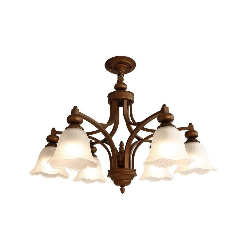 Traditional French Flowers Glass Iron 3/6/8/10 - Light Chandelier For Living Room