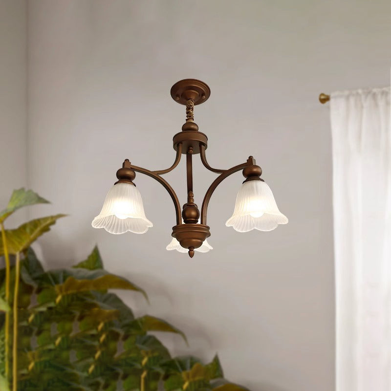 Traditional French Flowers Glass Iron 3/6/8/10 - Light Chandelier For Living Room