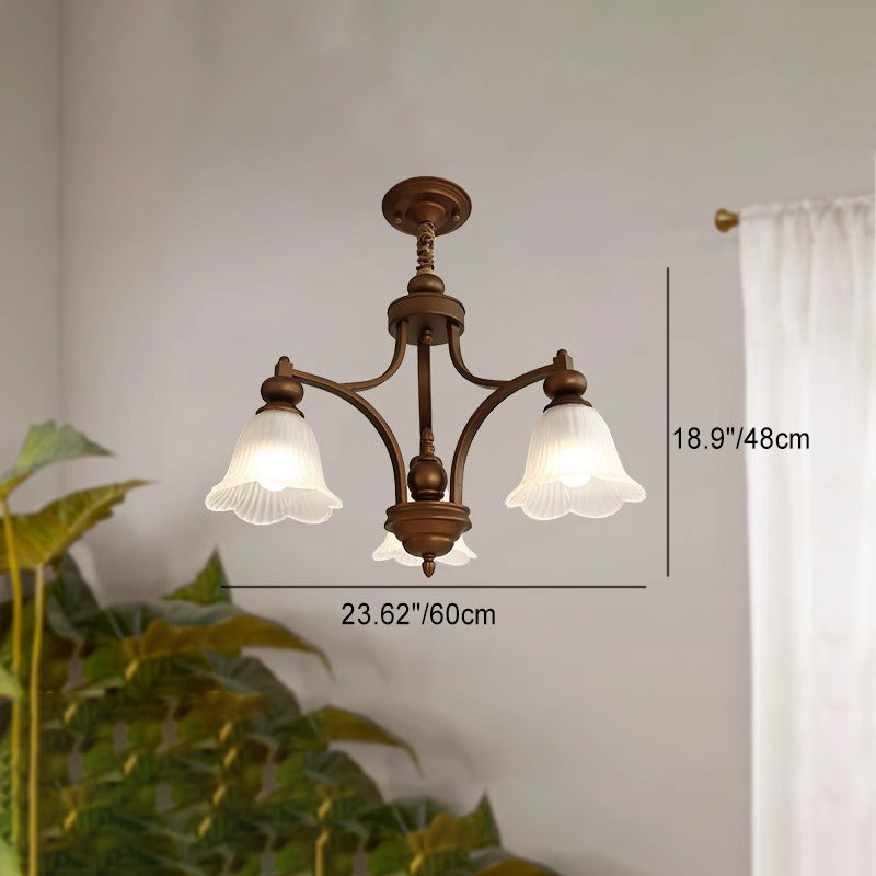 Traditional French Flowers Glass Iron 3/6/8/10 - Light Chandelier For Living Room