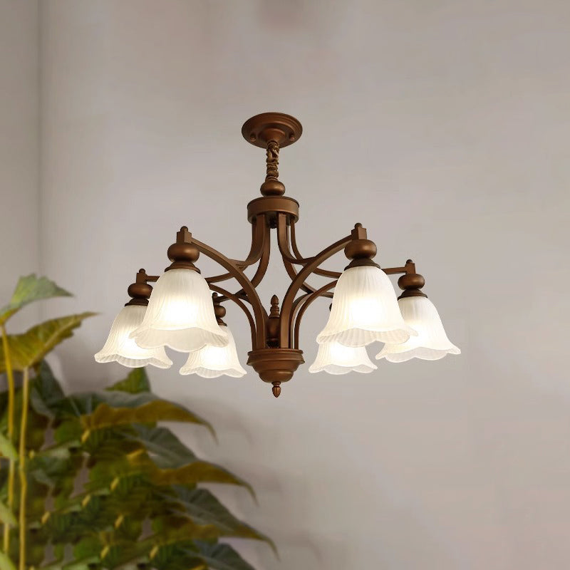Traditional French Flowers Glass Iron 3/6/8/10 - Light Chandelier For Living Room