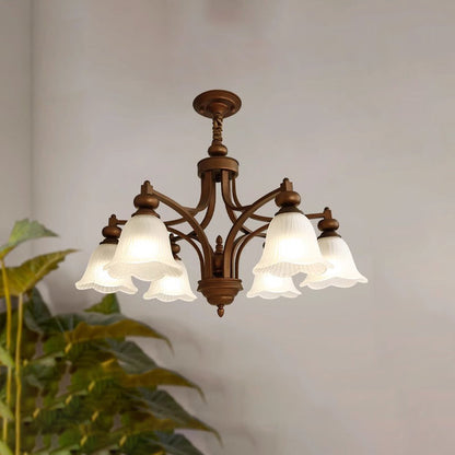 Traditional French Flowers Glass Iron 3/6/8/10 - Light Chandelier For Living Room