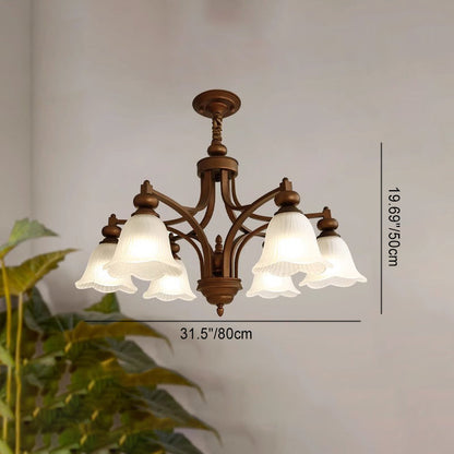 Traditional French Flowers Glass Iron 3/6/8/10 - Light Chandelier For Living Room