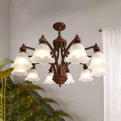 Traditional French Flowers Glass Iron 3/6/8/10 - Light Chandelier For Living Room