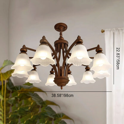 Traditional French Flowers Glass Iron 3/6/8/10 - Light Chandelier For Living Room