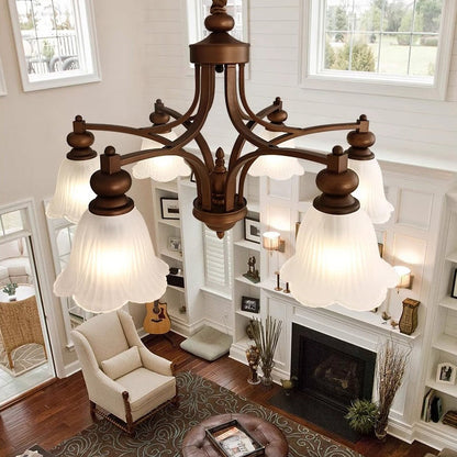 Traditional French Flowers Glass Iron 3/6/8/10 - Light Chandelier For Living Room