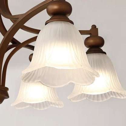 Traditional French Flowers Glass Iron 3/6/8/10 - Light Chandelier For Living Room
