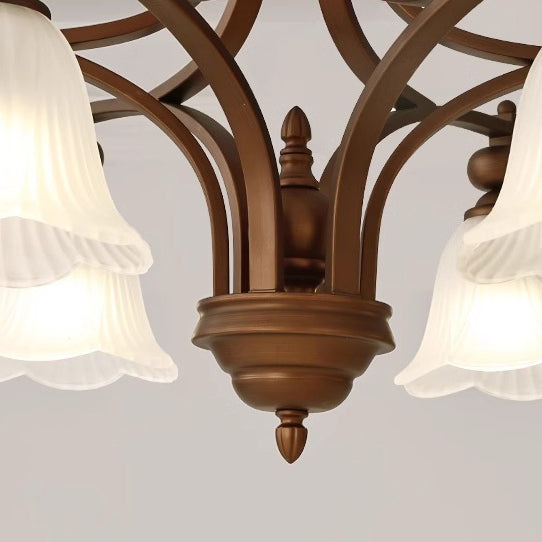 Traditional French Flowers Glass Iron 3/6/8/10 - Light Chandelier For Living Room