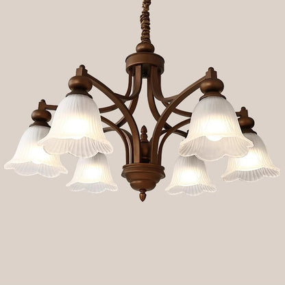 Traditional French Flowers Glass Iron 3/6/8/10 - Light Chandelier For Living Room