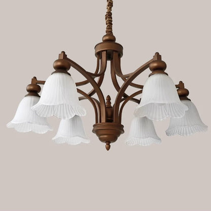 Traditional French Flowers Glass Iron 3/6/8/10 - Light Chandelier For Living Room
