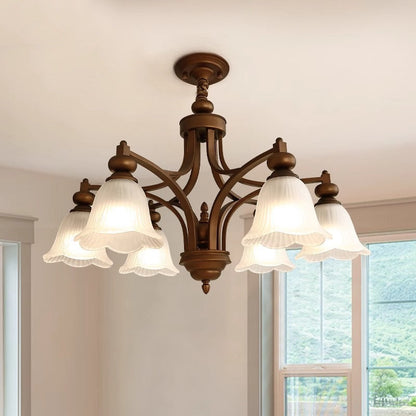 Traditional French Flowers Glass Iron 3/6/8/10 - Light Chandelier For Living Room