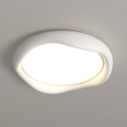 Modern Minimalist Corrugated Edge Cream Iron Resin Acrylic LED Flush Mount Ceiling Light For Bedroom