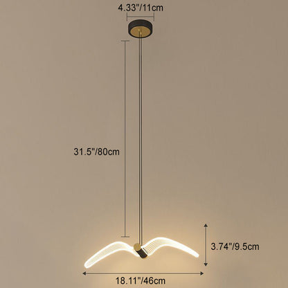 Contemporary Creative Seagull Iron Acrylic LED Pendant Light For Dining Room