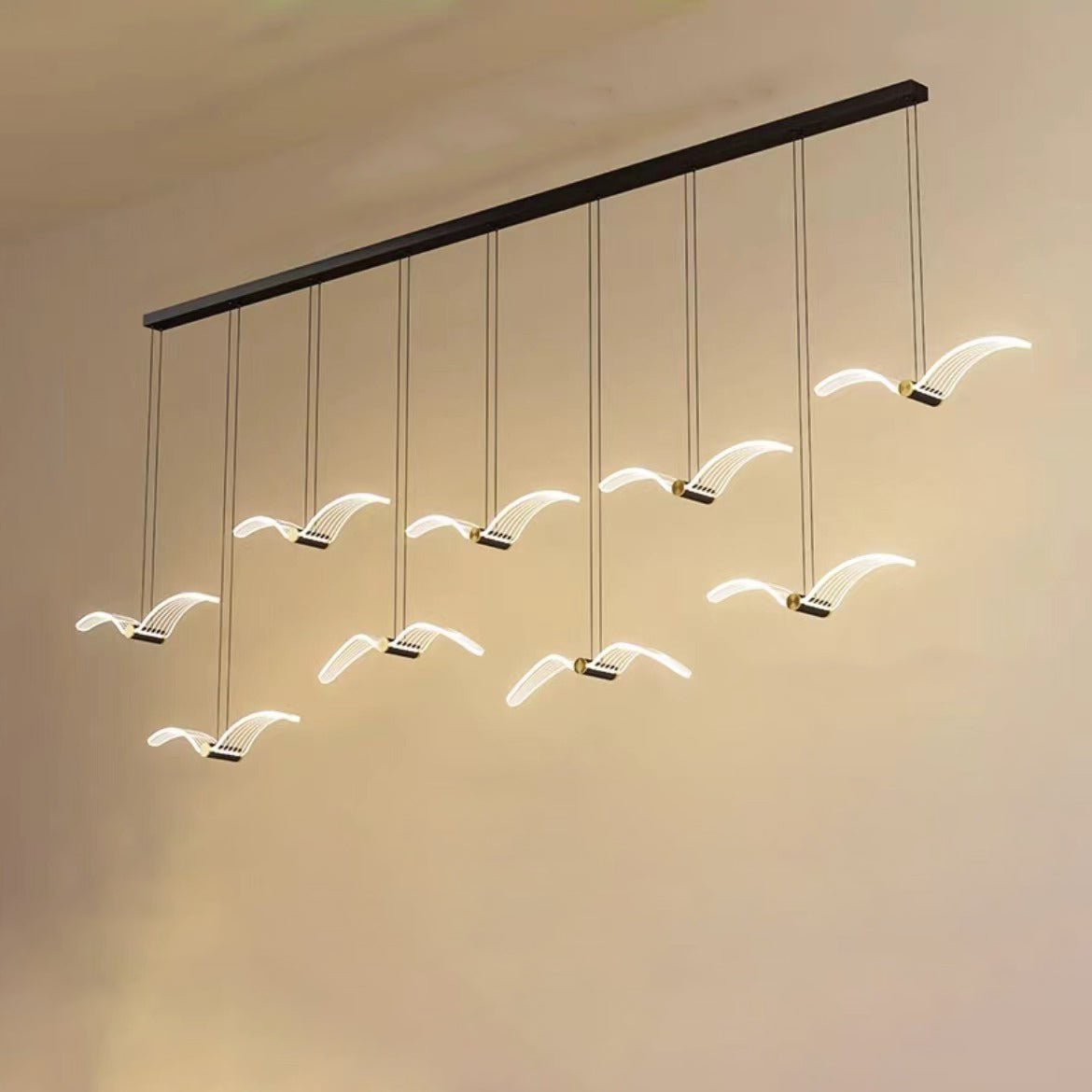 Contemporary Creative Seagull Iron Acrylic LED Pendant Light For Dining Room