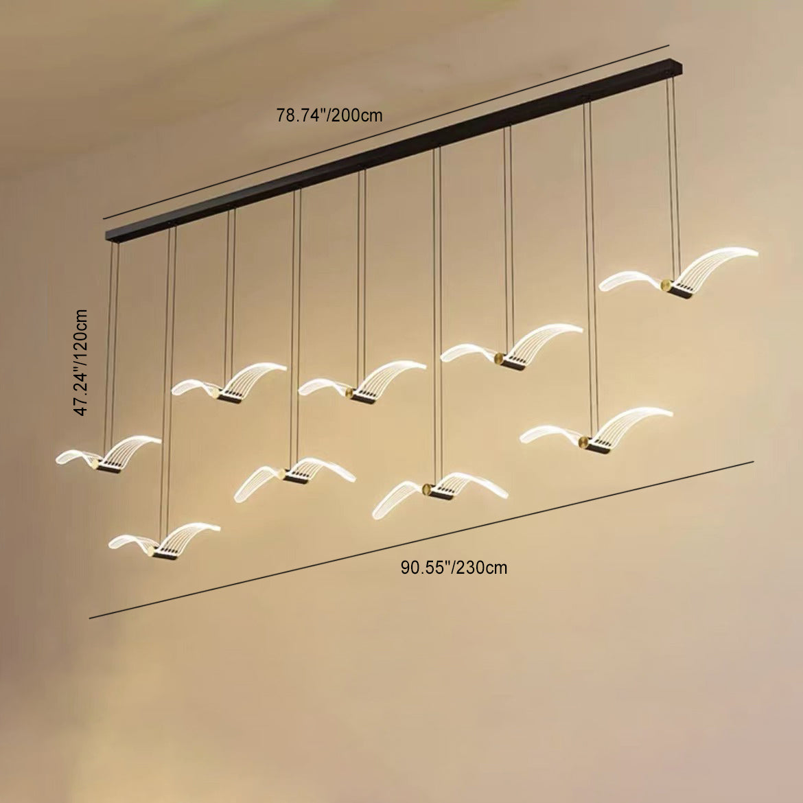 Contemporary Creative Seagull Iron Acrylic LED Pendant Light For Dining Room