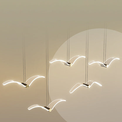 Contemporary Creative Seagull Iron Acrylic LED Pendant Light For Dining Room