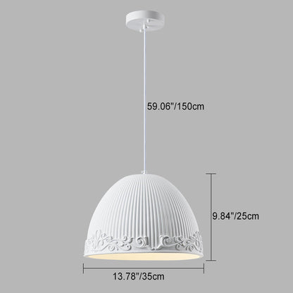 Contemporary Scandinavian Bowl Shape Semicircle Glass Resin 1 - Light Pendant Light For Dining Room