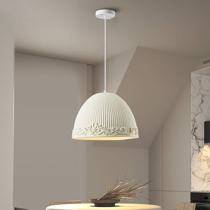 Contemporary Scandinavian Bowl Shape Semicircle Glass Resin 1 - Light Pendant Light For Dining Room