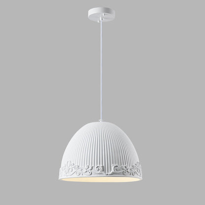 Contemporary Scandinavian Bowl Shape Semicircle Glass Resin 1 - Light Pendant Light For Dining Room