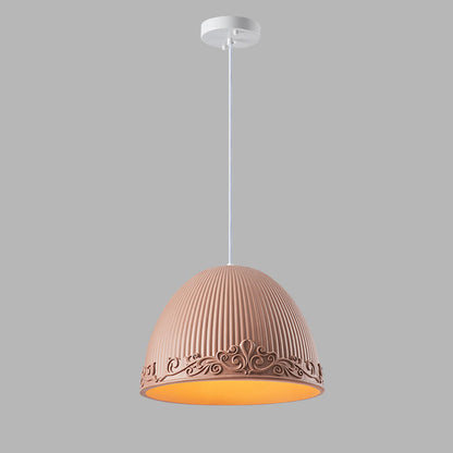 Contemporary Scandinavian Bowl Shape Semicircle Glass Resin 1 - Light Pendant Light For Dining Room