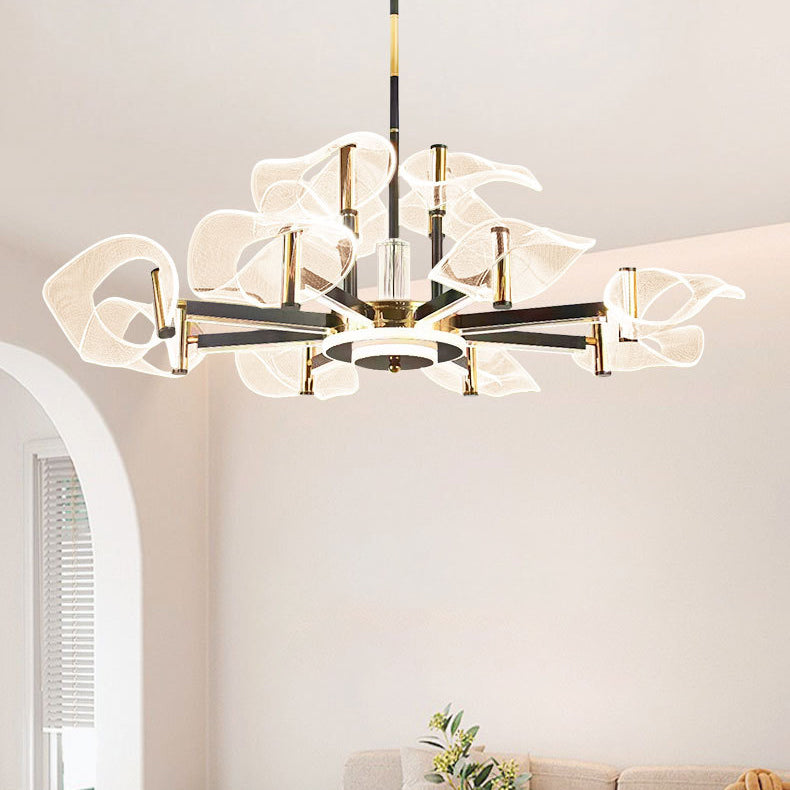ثريات LED معاصرة من الحديد الأكريليكي بتصميم إسكندنافي لغرفة المعيشة 