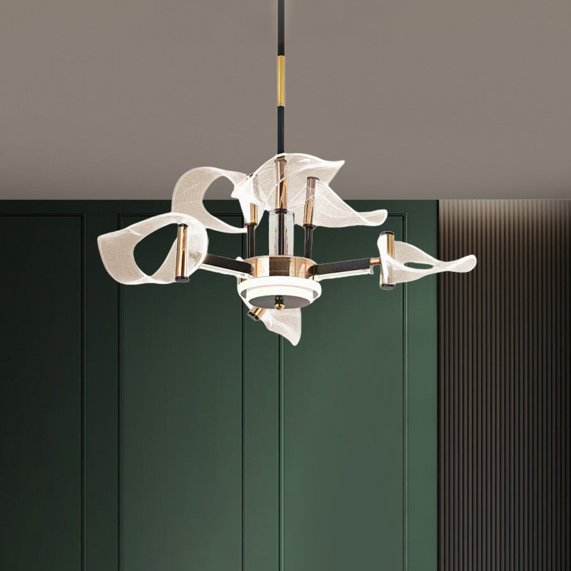 ثريات LED معاصرة من الحديد الأكريليكي بتصميم إسكندنافي لغرفة المعيشة 