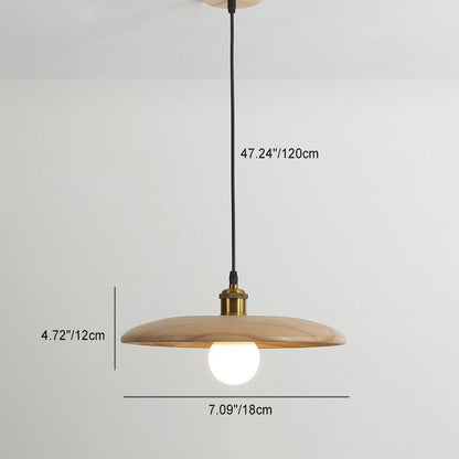 Traditional Chinese Umbrella Aluminum Solid Wood 1 - Light Pendant Light For Dining Room