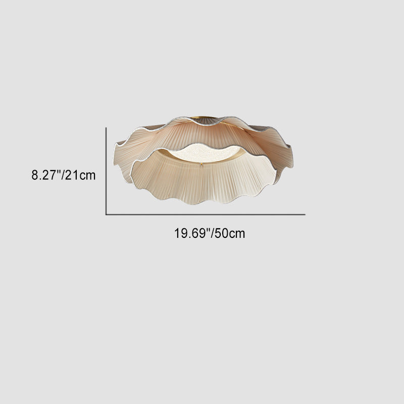 Contemporary Nordic Stripe Cloud Copper Hardware Fabric LED Flush Mount Ceiling Light For Bedroom
