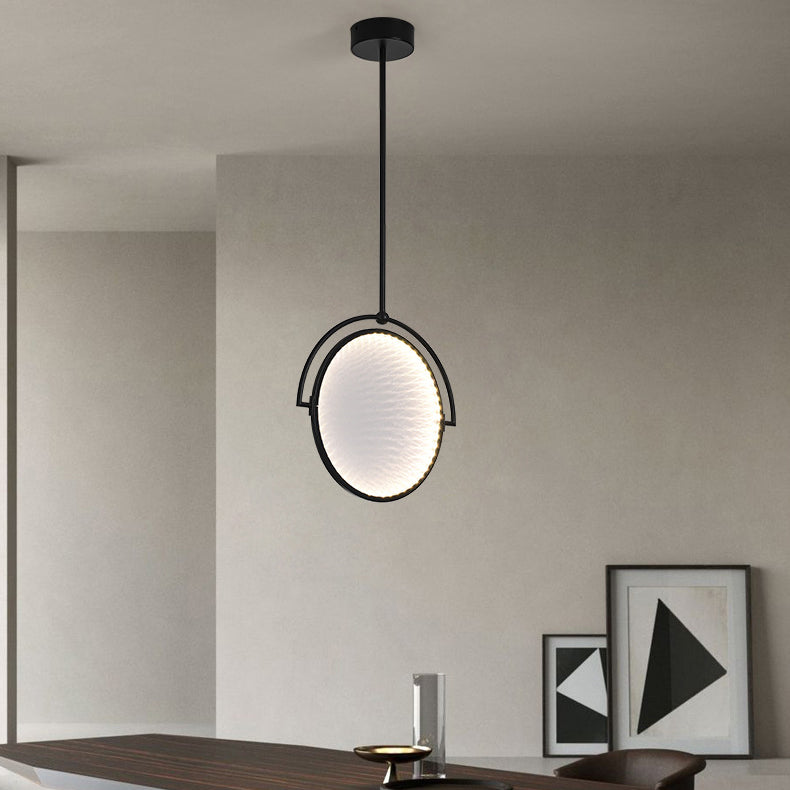 モダンアールデコ調のラウンド型リバーシブルアクリルアイアンLEDペンダントライト（ダイニングルーム用） 