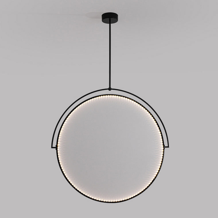 モダンアールデコ調のラウンド型リバーシブルアクリルアイアンLEDペンダントライト（ダイニングルーム用） 