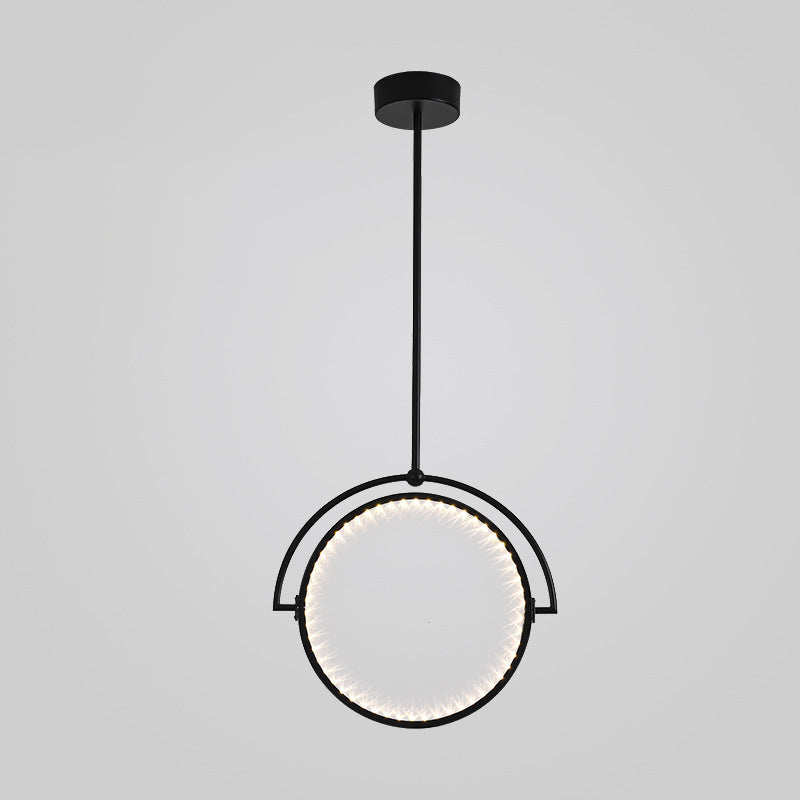 モダンアールデコ調のラウンド型リバーシブルアクリルアイアンLEDペンダントライト（ダイニングルーム用） 