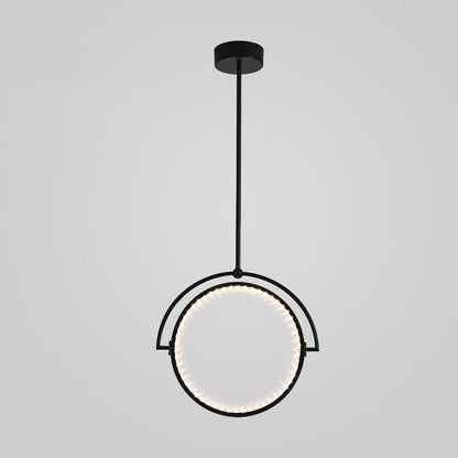 モダンアールデコ調のラウンド型リバーシブルアクリルアイアンLEDペンダントライト（ダイニングルーム用） 