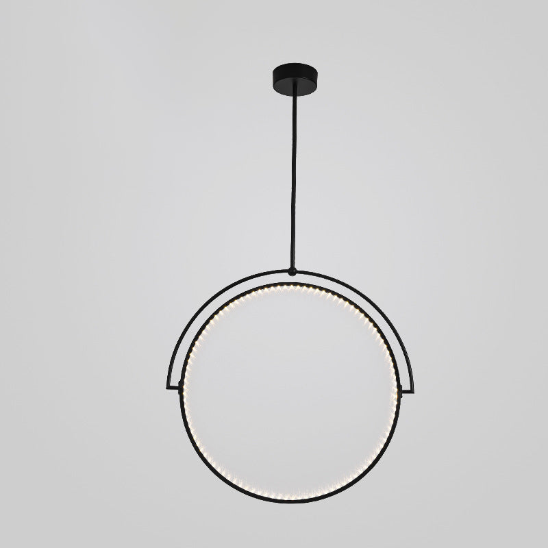モダンアールデコ調のラウンド型リバーシブルアクリルアイアンLEDペンダントライト（ダイニングルーム用） 