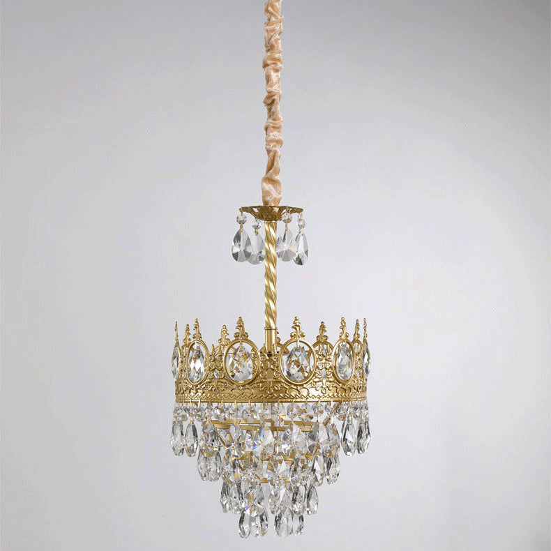 Traditional French Cone Iron Crystal 1/4/6 - Light Pendant Light For Living Room