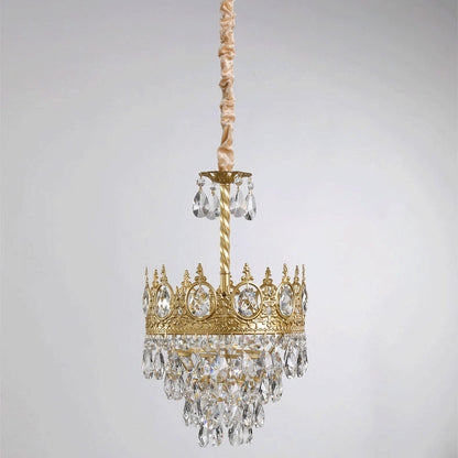 Traditional French Cone Iron Crystal 1/4/6 - Light Pendant Light For Living Room