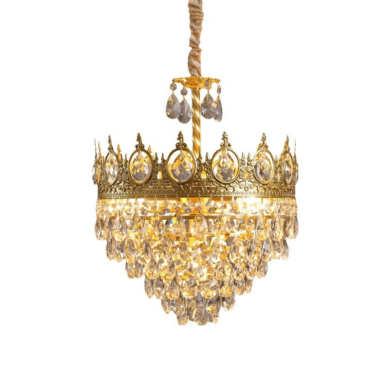 Traditional French Cone Iron Crystal 1/4/6 - Light Pendant Light For Living Room